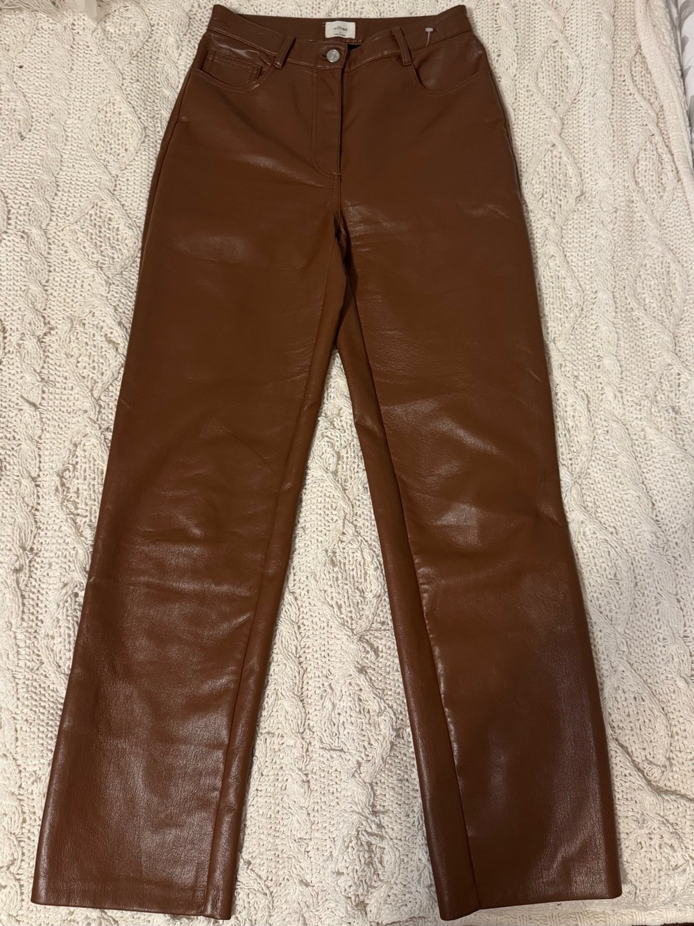 Wilfred Brown Faux Leather Pants size 4